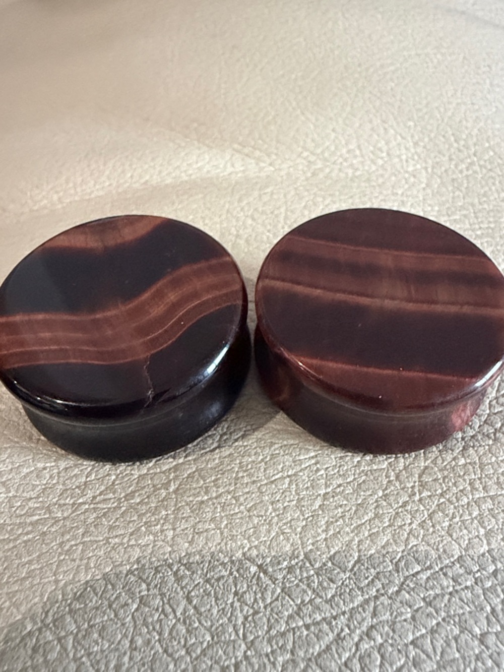 Red Tiger Eye Concave Plugs 1.2 inches 30.48 mm
